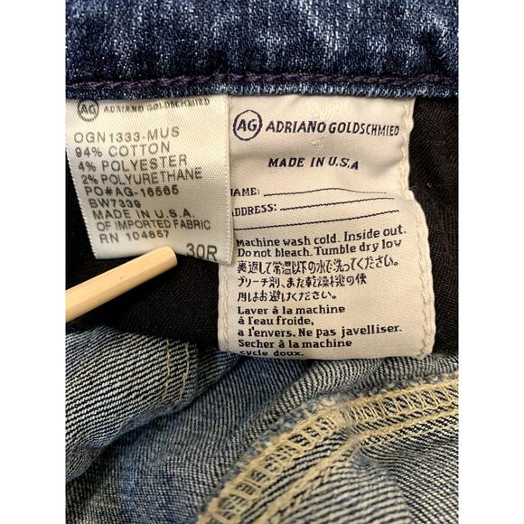 AG Adriano Goldschmied Women Jean 30R 33x26 Blue Stilt Roll Up Cigarette Low Ris - Picture 11 of 11